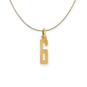 14k Yellow Gold, Alumni Small Elongated Number 6 Necklace - 20 Inch